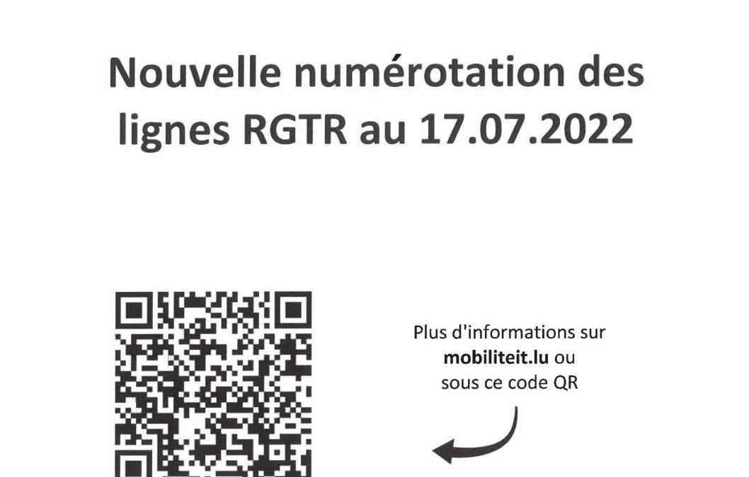 Nouvelle numérotation des lignes RGTR au 17.07.2022